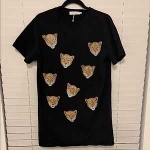 Black T-Shirt with Leopard Print